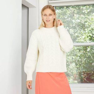 A New Day Crewneck Cable Stitch Pullover Sweater L